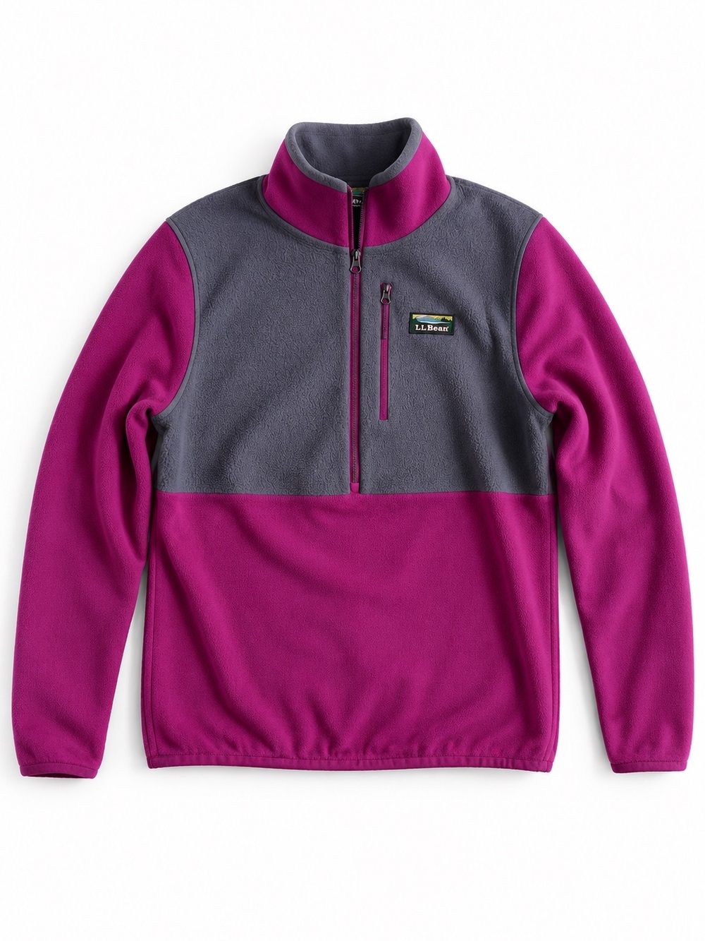 L.L. Bean Polartec Fleece Quarter Zip Pullover Outdoor Hiking Gray Purple Medium